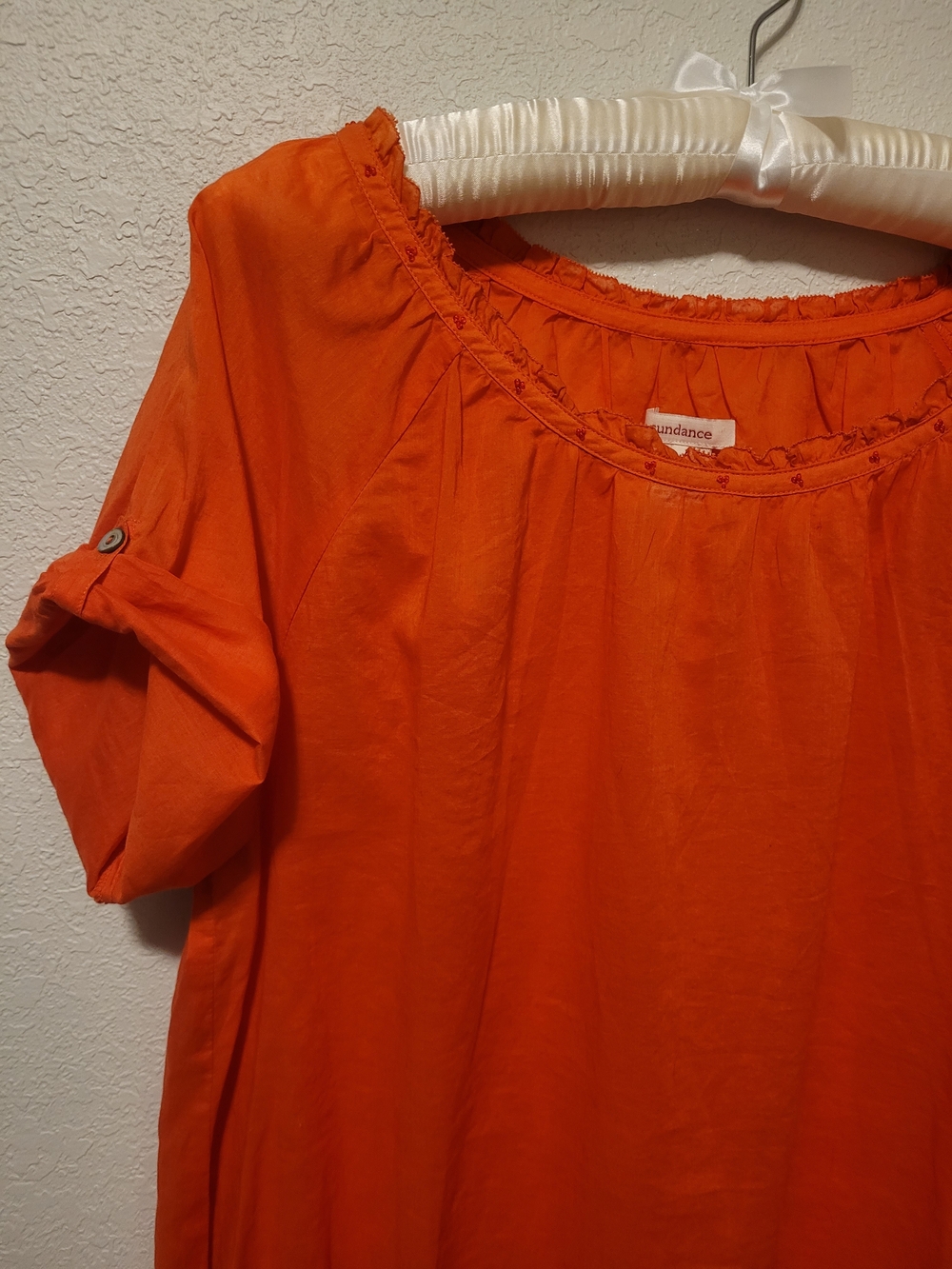 Sundance, Beautiful orange, cotton top In large. Short-Sleeve - Picture 2 of 15